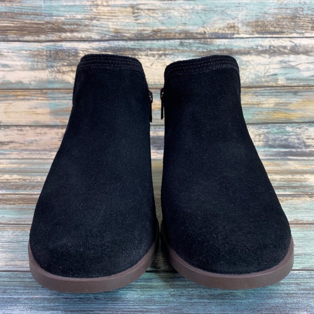 Koolaburra By Ugg Cheyanne Ankle Boot Womens 7M Black Suede Zip Low Block Heel